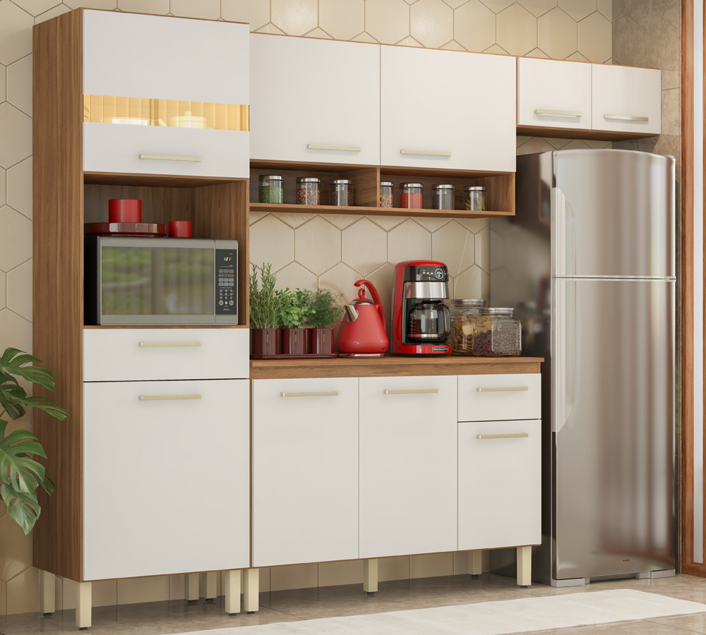 Cozinha Compacta 99101 Com Balcao 93101 Amendola Branco Dama Demobile