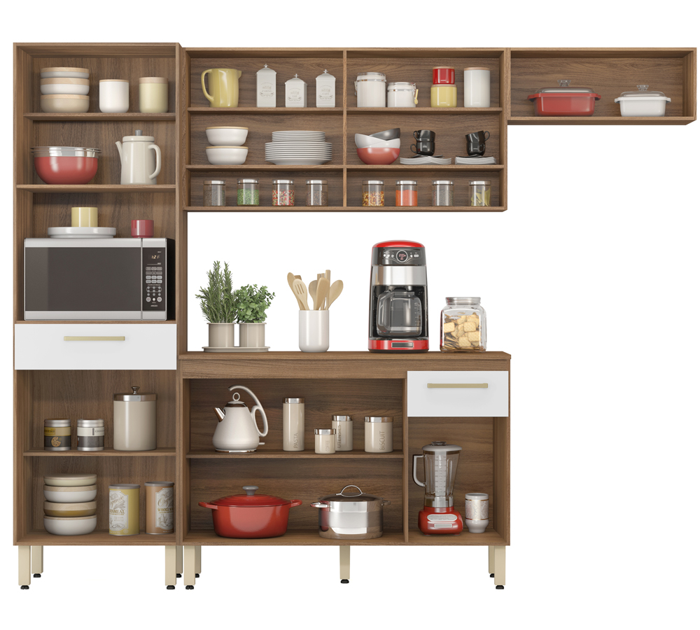 Cozinha Compacta 99101 Com Balcao 93101 Amendola Branco Dama Demobile