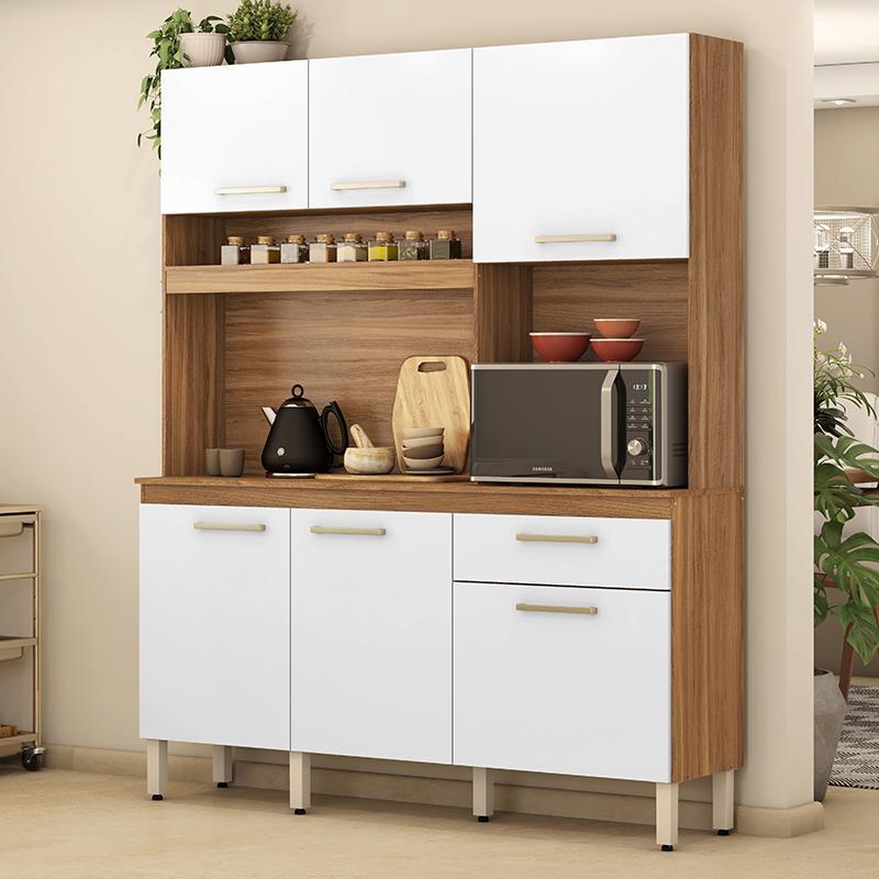 Cozinha Compacta Alamo 6 Portas e 1 Gaveta Amêndola/Branco - Demóbile  