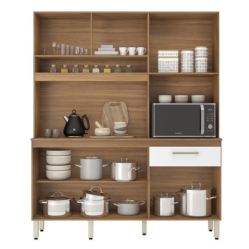 Cozinha Compacta Alamo 6 Portas e 1 Gaveta Amêndola/Branco - Demóbile  