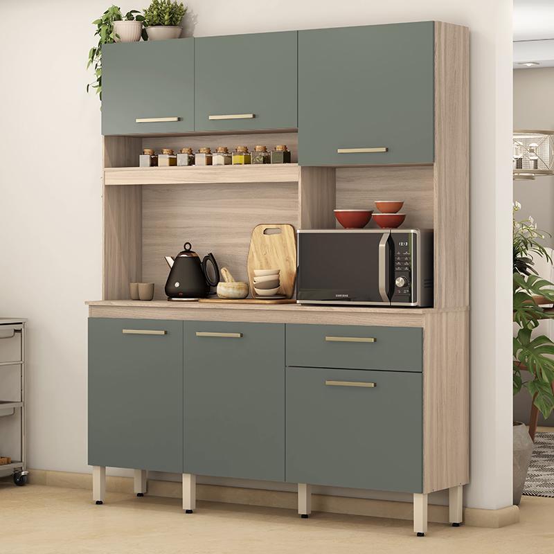 Cozinha Compacta Alamo 6 Portas e 1 Gaveta Avena/Menta - Demóbile