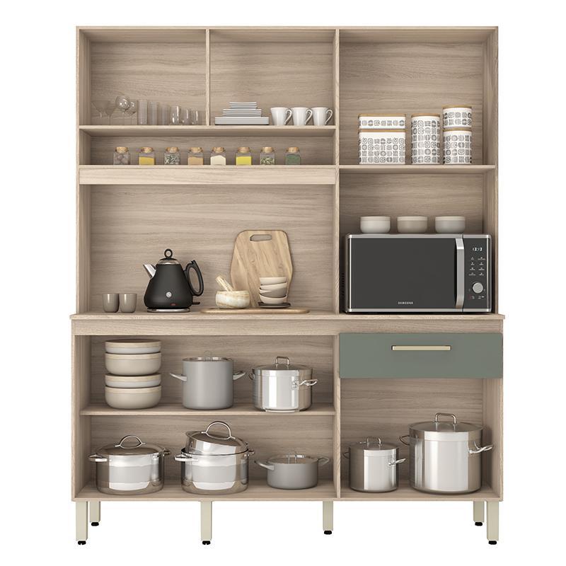 Cozinha Compacta Alamo 6 Portas e 1 Gaveta Avena/Menta - Demóbile