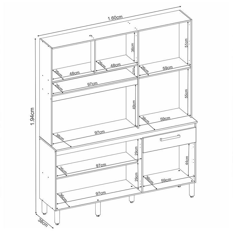 Cozinha Compacta Alamo 6 Portas e 1 Gaveta Avena/Menta - Demóbile