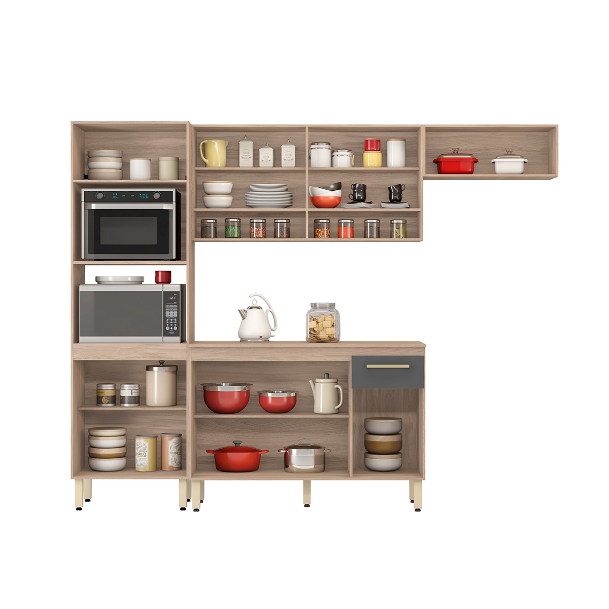 Cozinha Compacta Com Balcão 3 Peças Dubai Avena Grafito