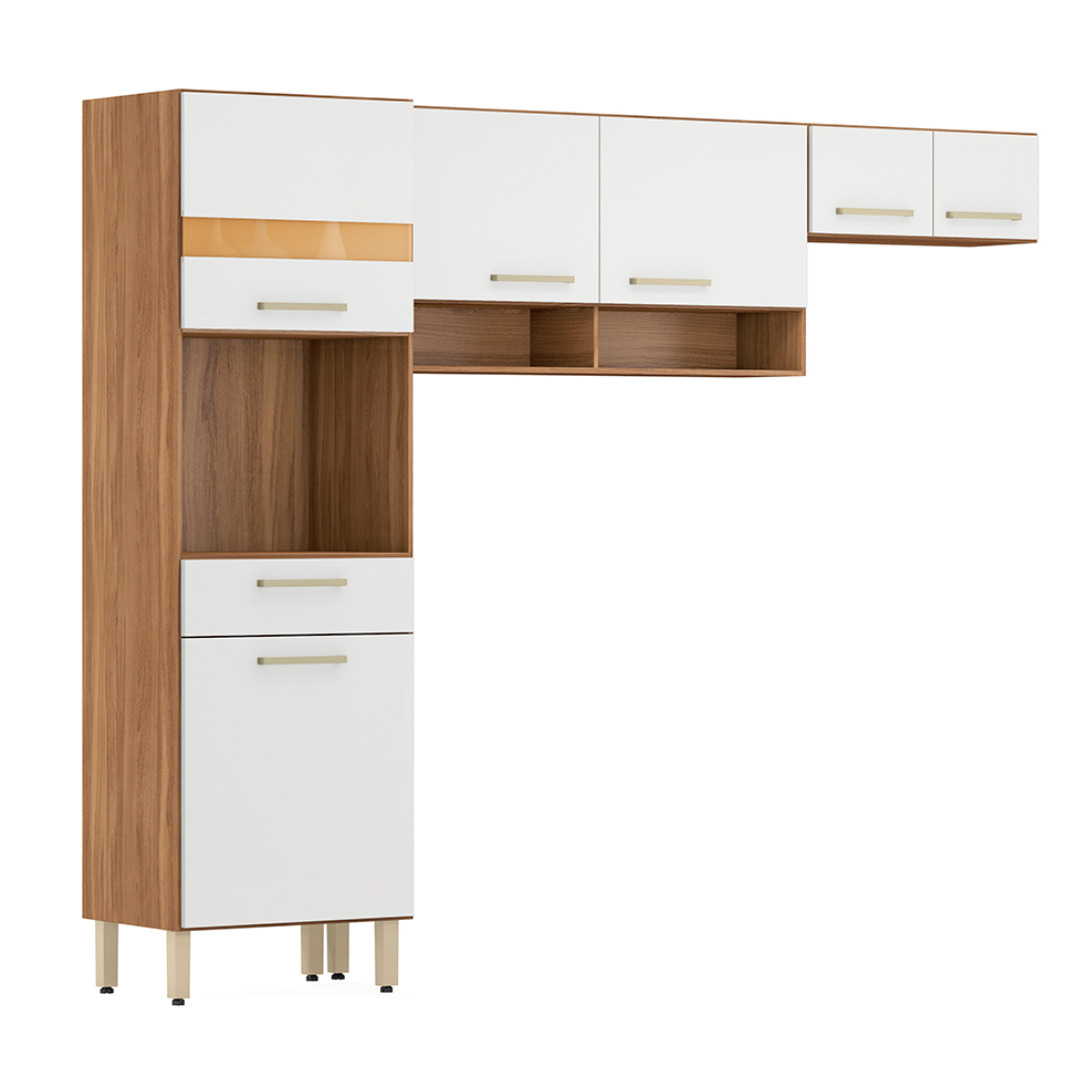 Cozinha Compacta Dama 6 Portas 1 Gaveta Amendola e Branco