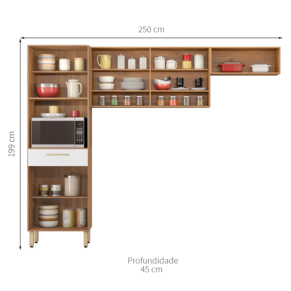 Cozinha Compacta Dama 6 Portas 1 Gaveta Amendola e Branco