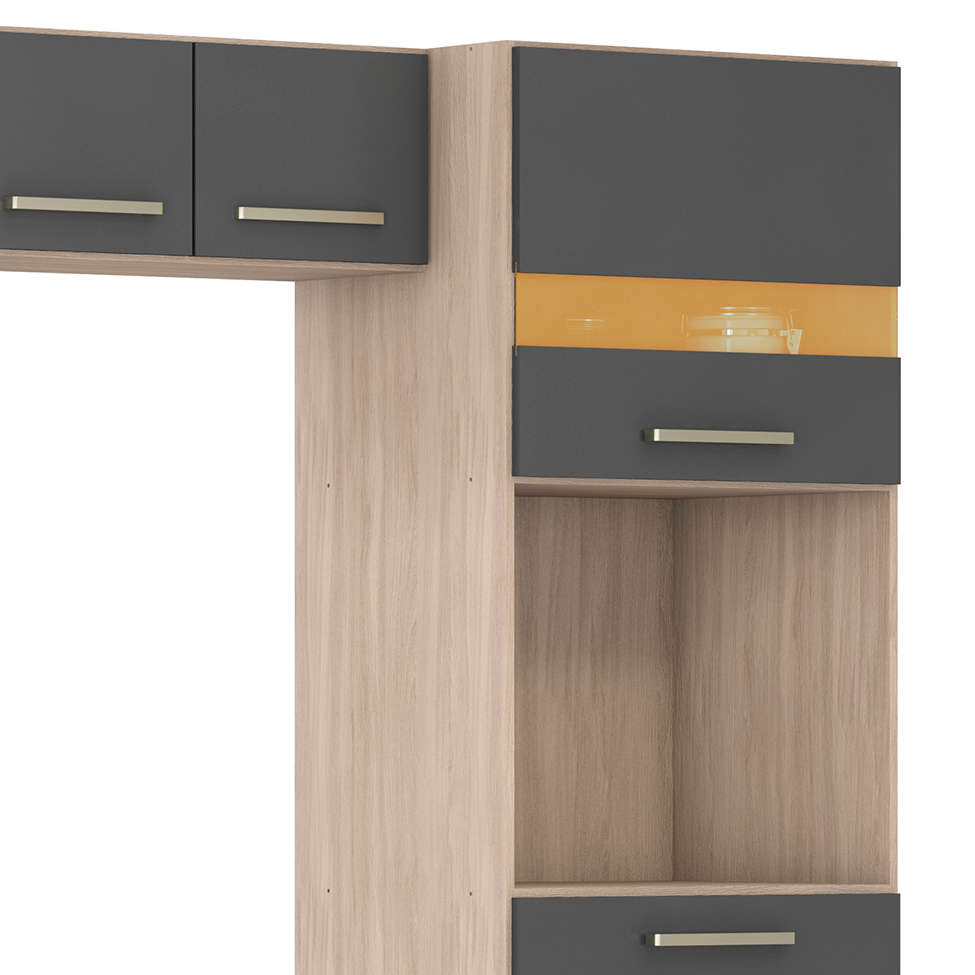 Cozinha Compacta Dama 6 Portas 1 Gaveta Avena e Grafito
