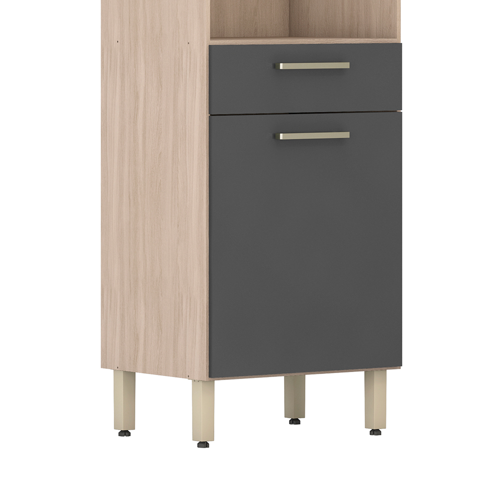 Cozinha Compacta Dama 6 Portas 1 Gaveta Avena e Grafito