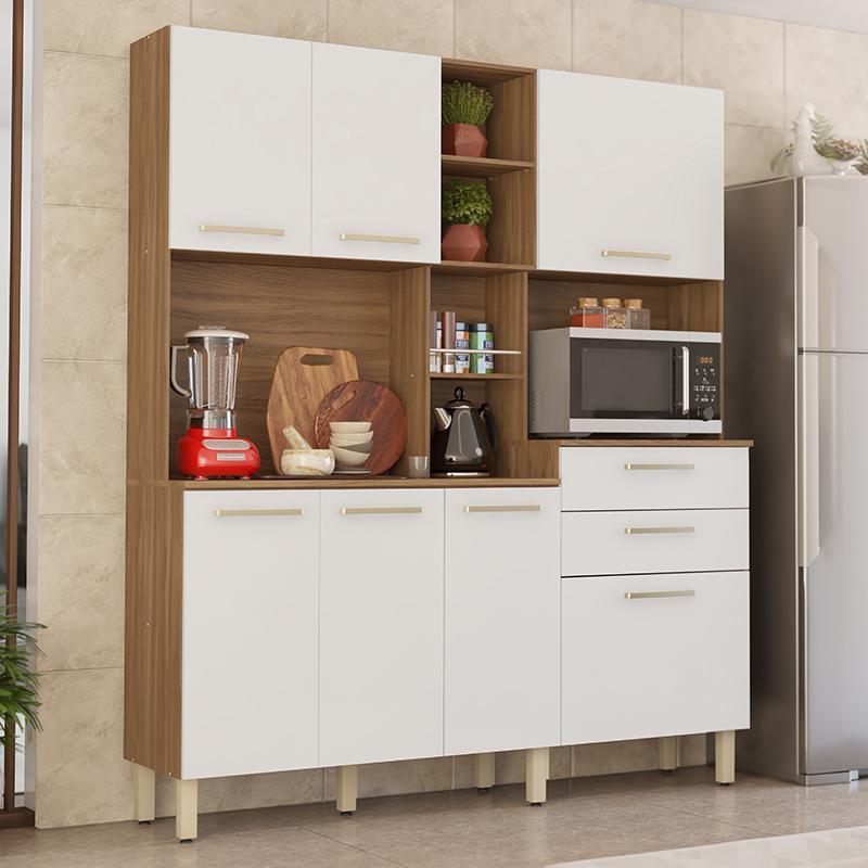 Cozinha Compacta Encanto 7 Portas e 2 Gavetas Amêndola/Branco - Demóbile  