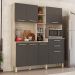 Cozinha Compacta Encanto 7 Portas e 2 Gavetas Avena/Grafito - Demóbile