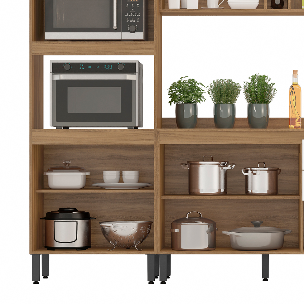 Cozinha Compacta Firenze 10 Portas 2 Gavetas Amêndola e Branca