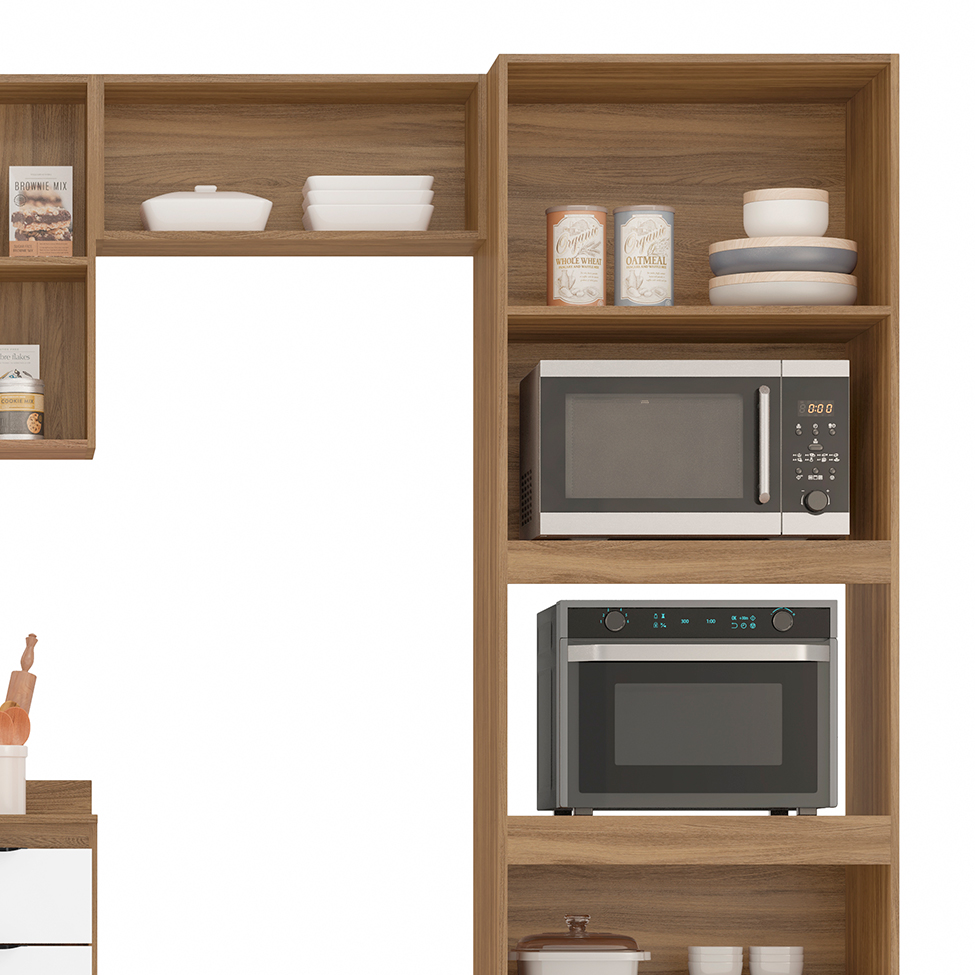 Cozinha Compacta Firenze 14 Portas 2 Gavetas Amêndola e Branca