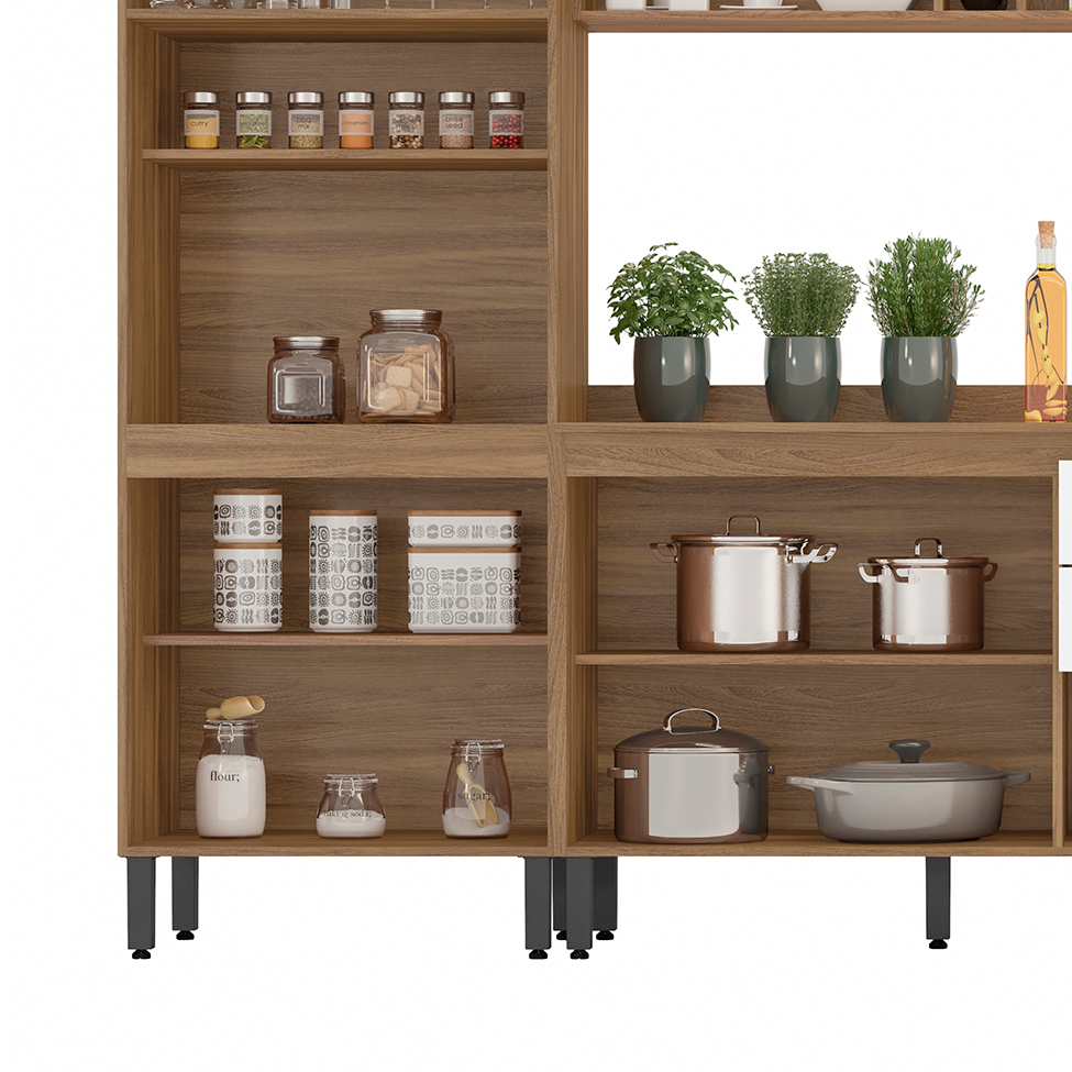Cozinha Compacta Firenze 14 Portas 2 Gavetas Amêndola e Branca