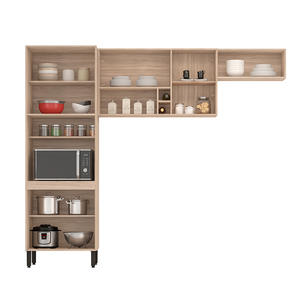 Cozinha Compacta Firenze 7 PT Avena e Grafito