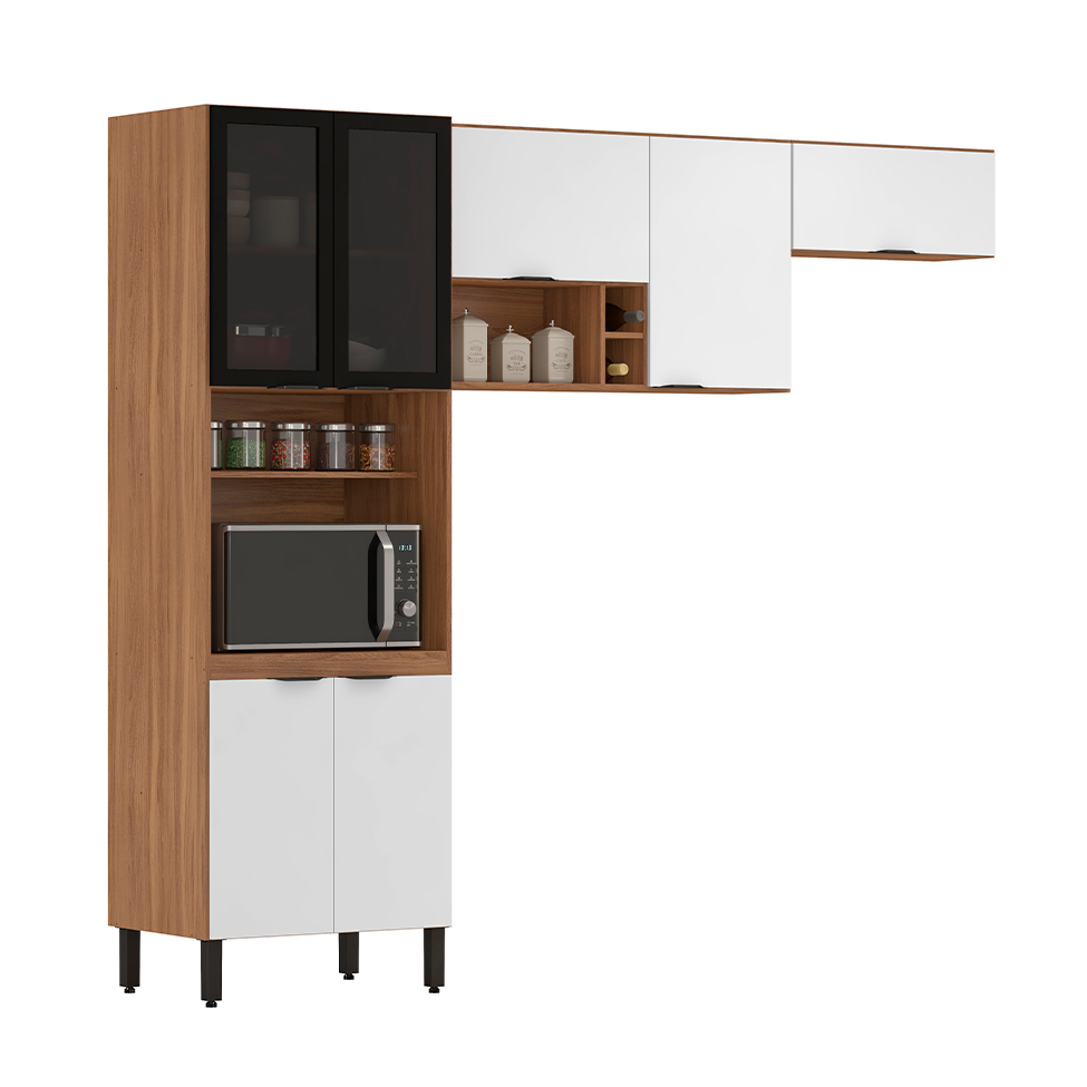 Cozinha Compacta Firenze 7 Portas Amêndola e Branca