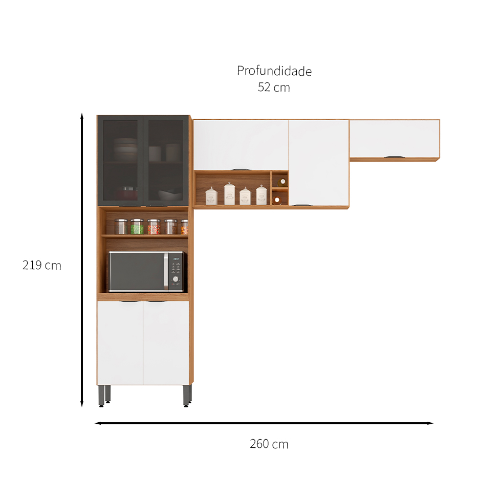 Cozinha Compacta Firenze 7 Portas Amêndola e Branca