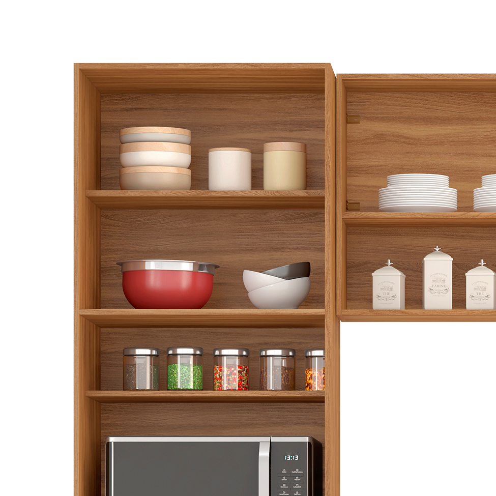 Cozinha Compacta Firenze 7 Portas Amêndola e Branca