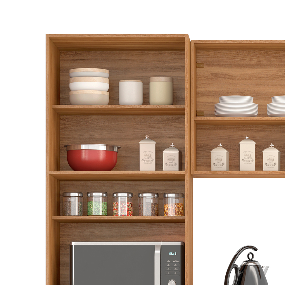 Cozinha Compacta Firenze I 10 Portas 2 Gavetas Amêndola e Branca