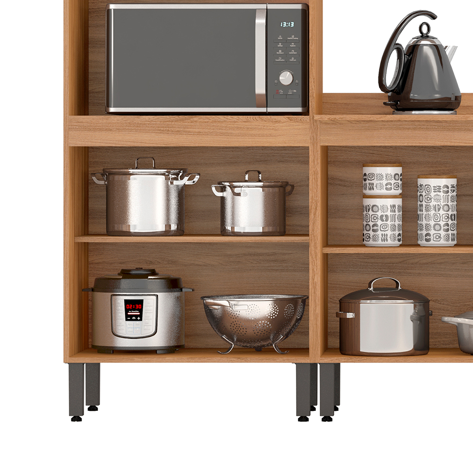 Cozinha Compacta Firenze I 10 Portas 2 Gavetas Amêndola e Branca