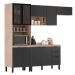 Cozinha Compacta Firenze I 10 Portas 2 Gavetas Avena e Grafito