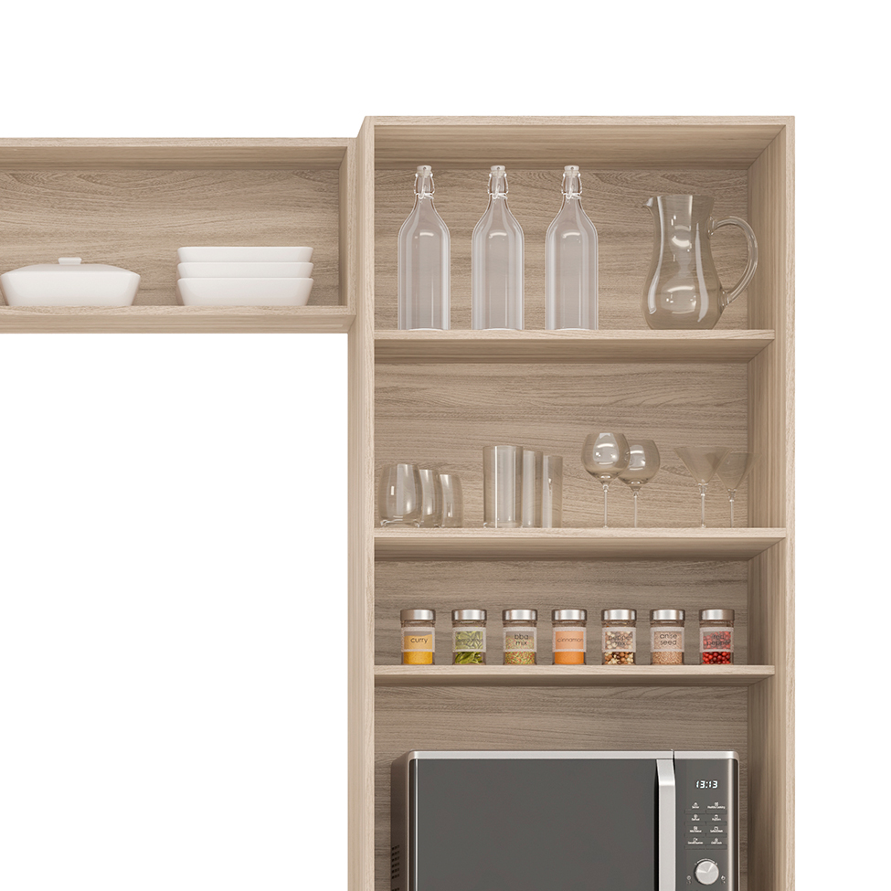 Cozinha Compacta Firenze I 11 Portas 2 Gavetas Avena e Grafito