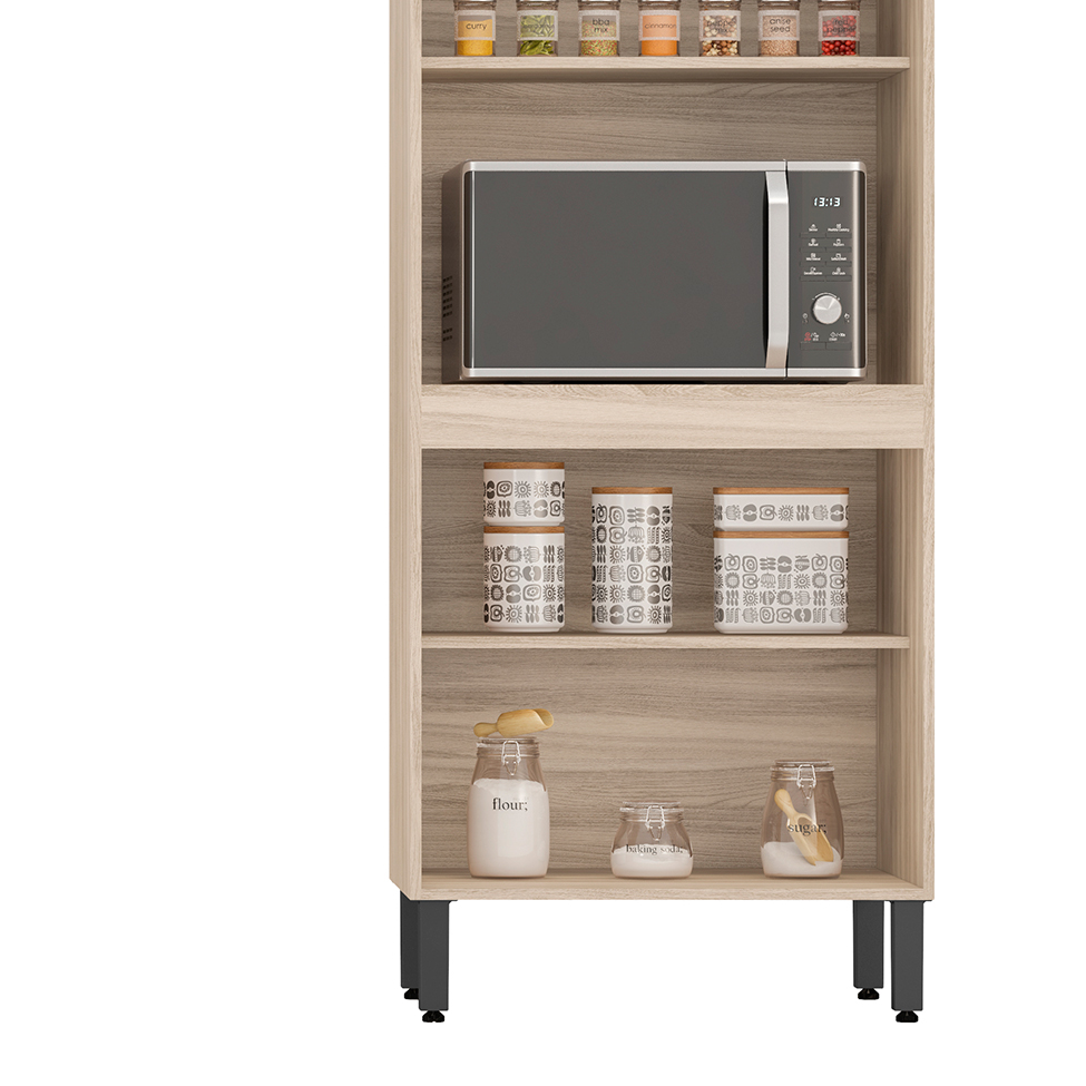 Cozinha Compacta Firenze I 11 Portas 2 Gavetas Avena e Grafito