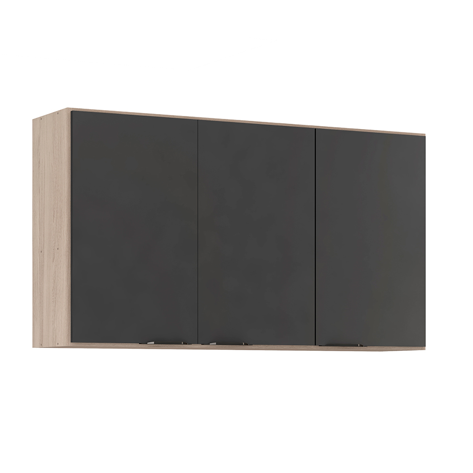 Cozinha Compacta Firenze I 6 Portas 2 Gavetas Avena e Grafito