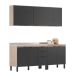 Cozinha Compacta Firenze II 10 Portas 2 Gavetas Avena e Grafito