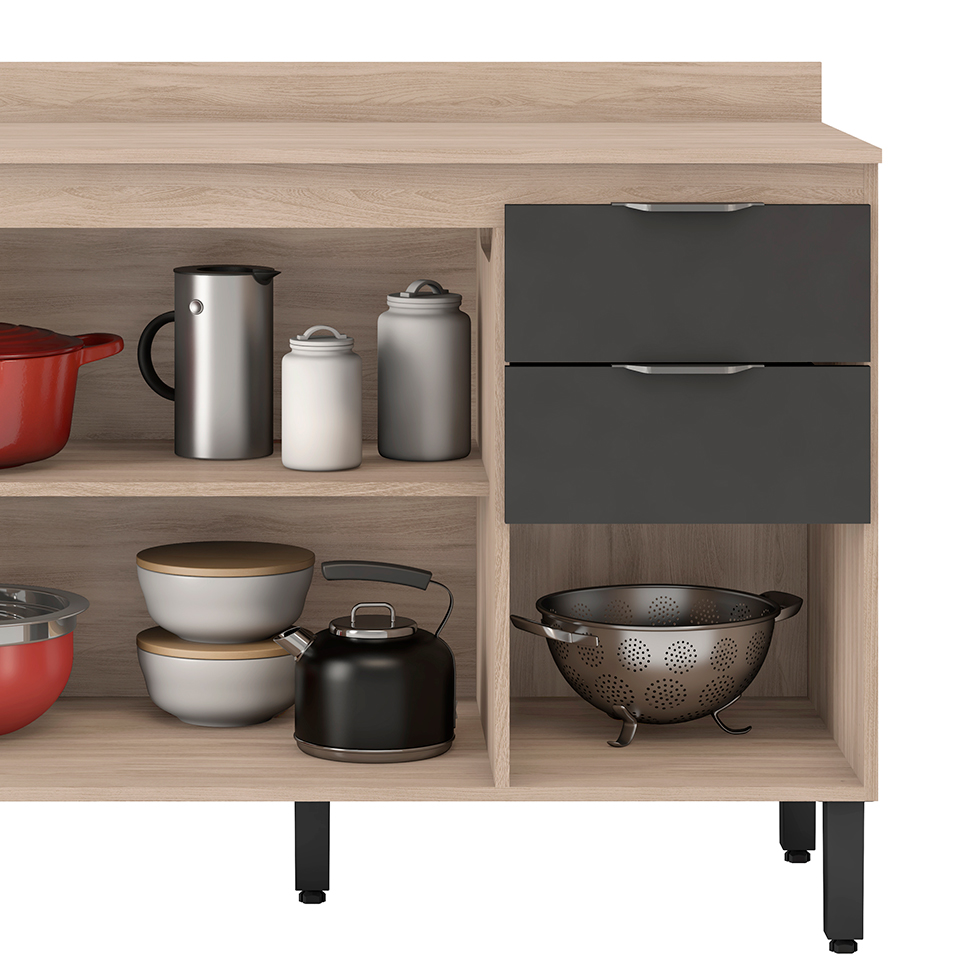 Cozinha Compacta Firenze II 5 PT 2 GV Avena e Grafito