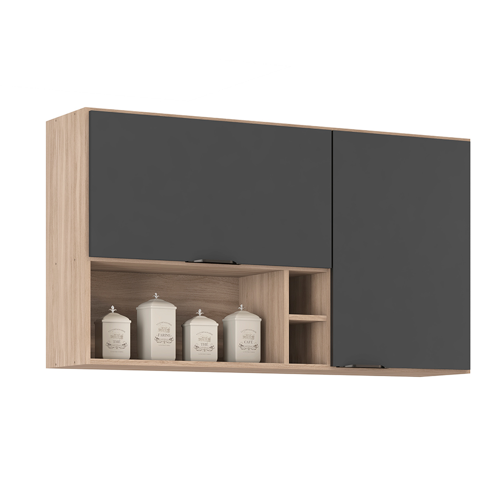 Cozinha Compacta Firenze II 5 PT 2 GV Avena e Grafito