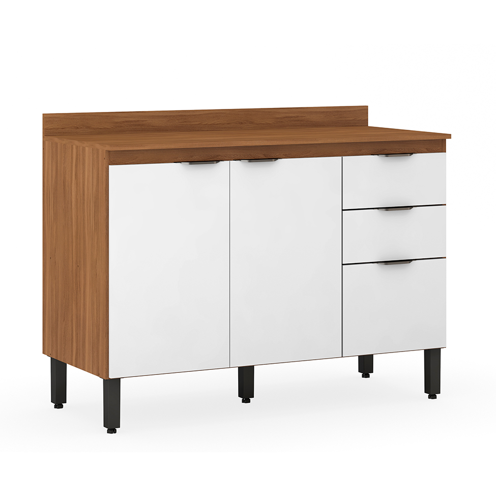 Cozinha Compacta Firenze II 5 Portas 2 Gavetas Amêndola e Branca