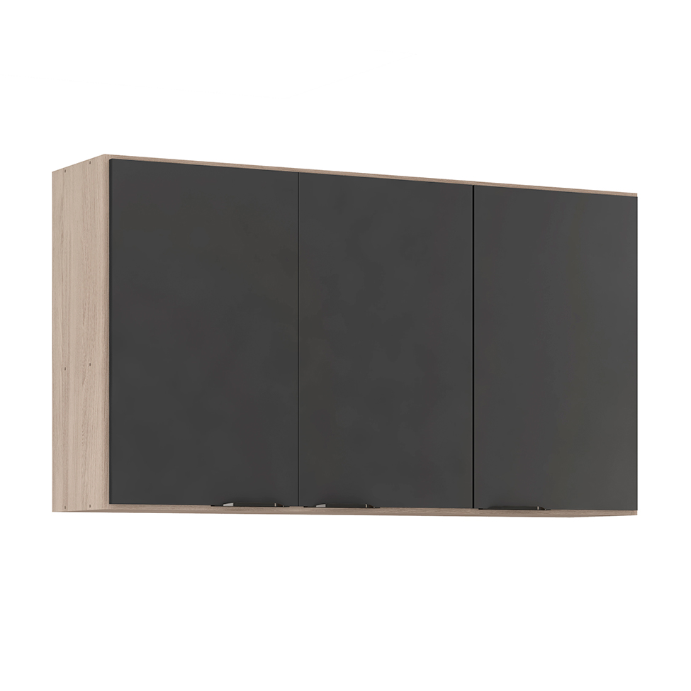 Cozinha Compacta Firenze II 6 Portas 2 Gavetas Avena e Grafito