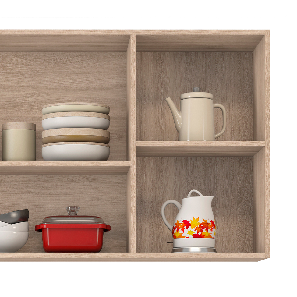 Cozinha Compacta Firenze II 6 Portas 2 Gavetas Avena e Grafito