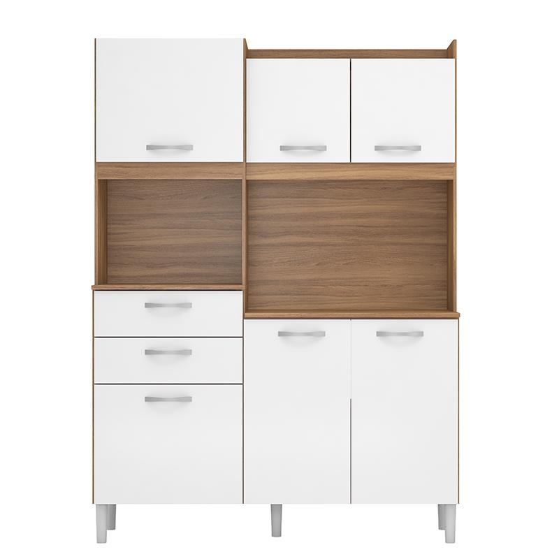 Cozinha Compacta Harmonia 6 Portas e 2 Gavetas Amêndola/Branco - Demóbile  