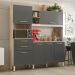 Cozinha Compacta Select 6 Portas e 2 Gavetas Avena/Grafito - Demóbile