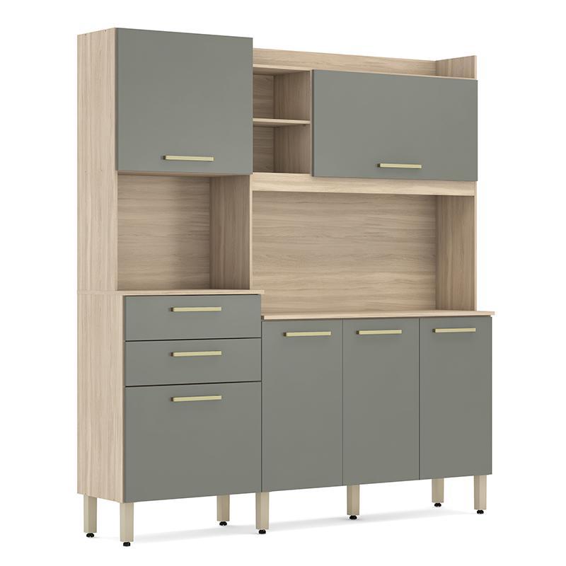 Cozinha Compacta Select 6 Portas e 2 Gavetas Avena/Menta - Demóbile