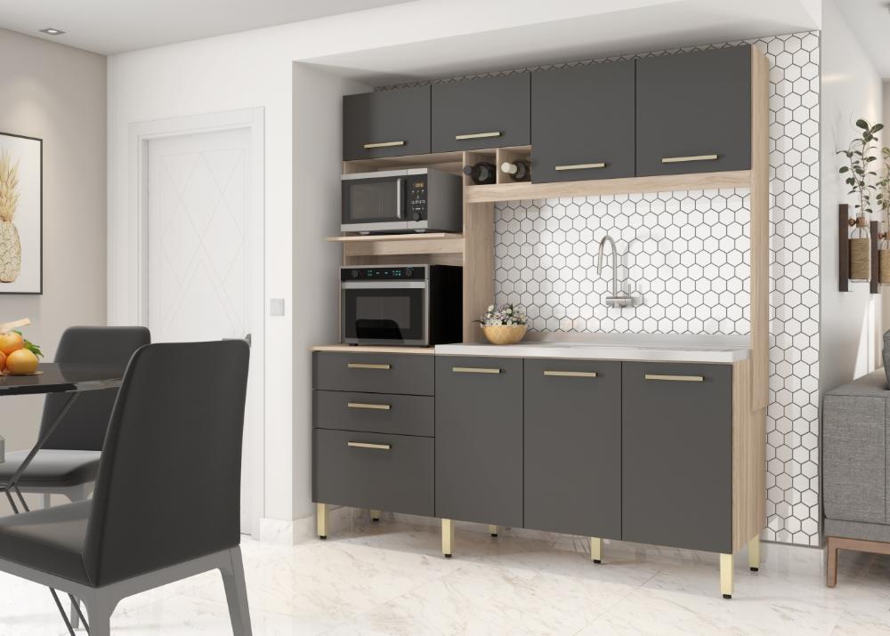 Cozinha Completa 8 Portas Fortuna Avena Grafito