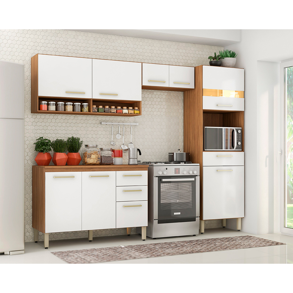 Cozinha Completa Dama 9 Portas 2 Gavetas Amendola e Branco