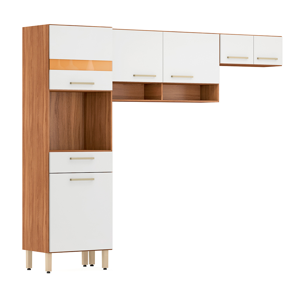 Cozinha Completa Dama 9 Portas 2 Gavetas Amendola e Branco
