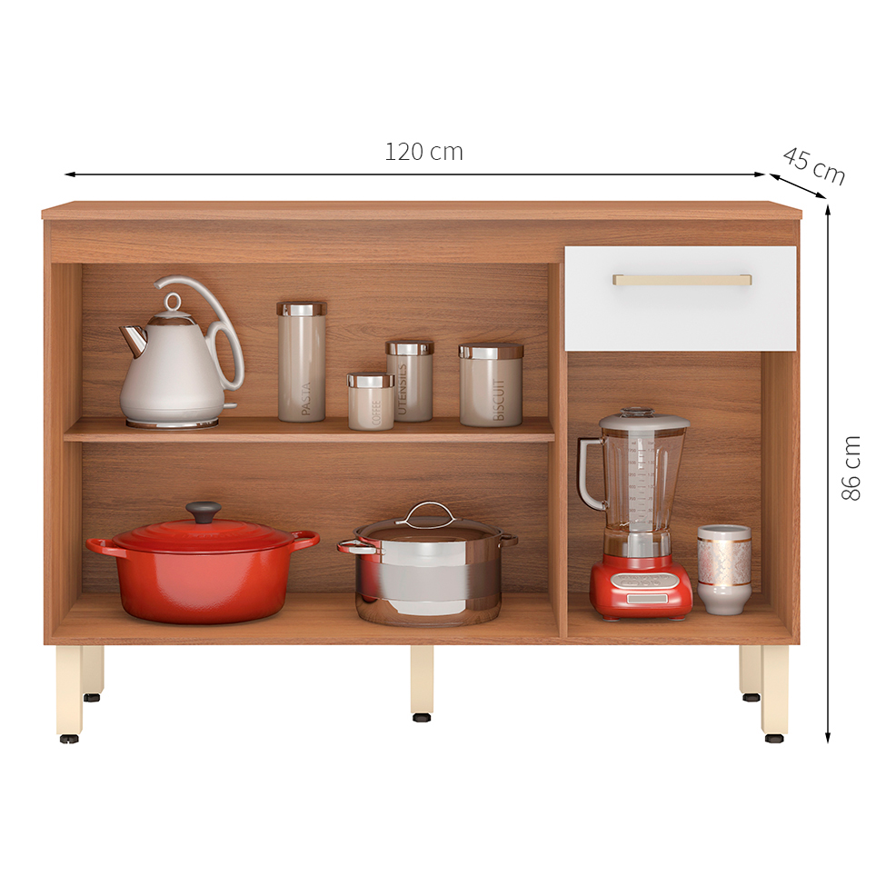 Cozinha Completa Dama 9 Portas 2 Gavetas Amendola e Branco