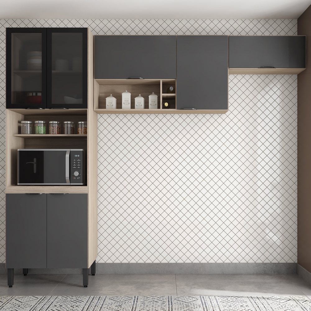 Cozinha Modulada 3 Peças FI0007 Avena Grafito Demobile