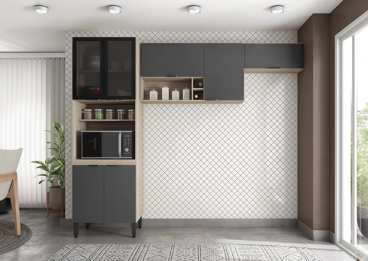 Cozinha Modulada 3 Peças FI0007 Avena Grafito Demobile
