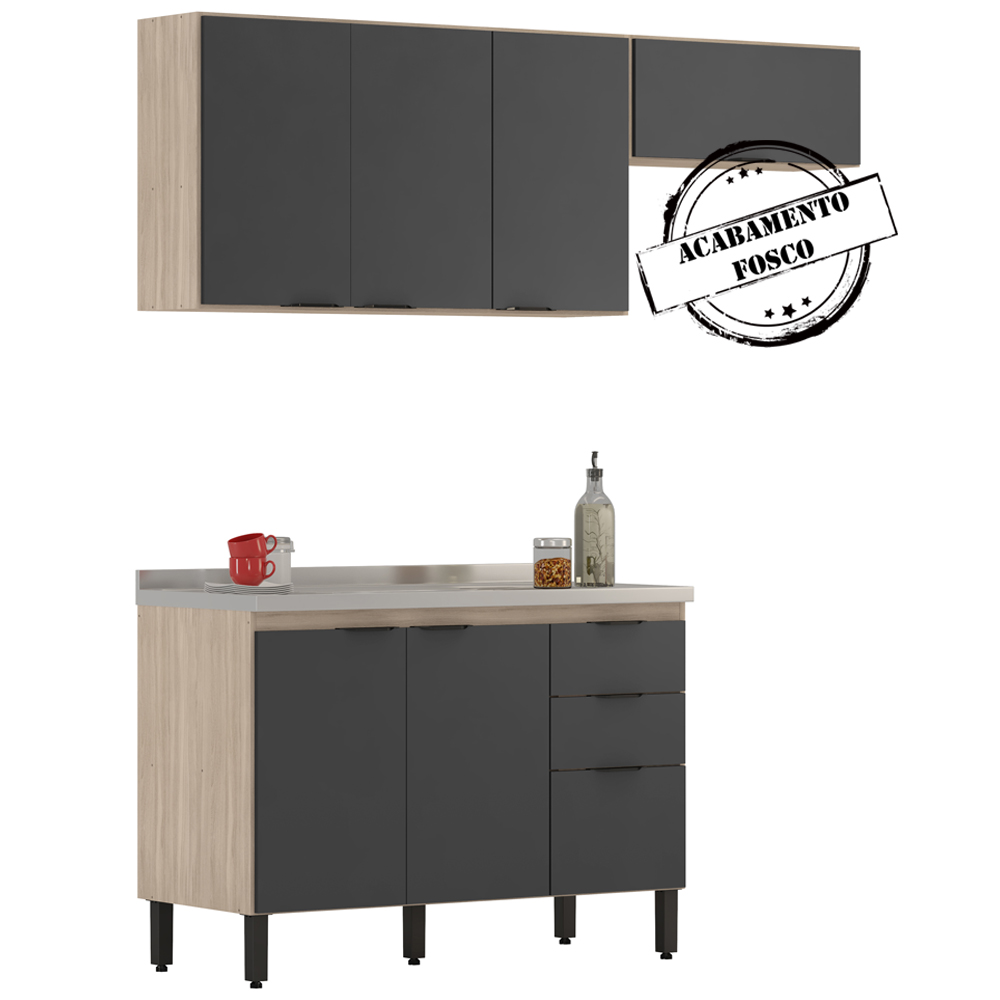 Cozinha Modulada 3 Peças FRCZ7 Avena Grafito Demobile
