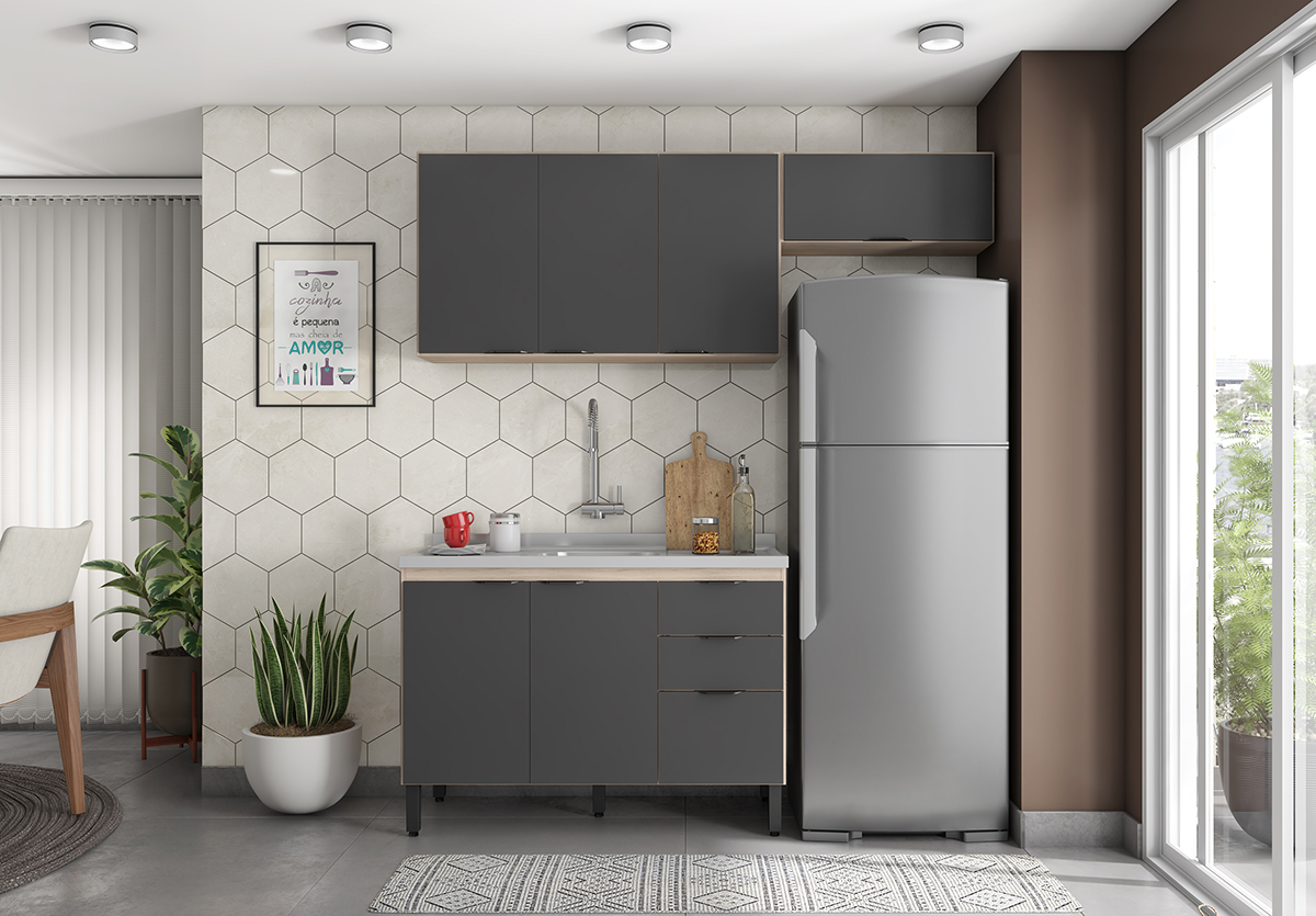 Cozinha Modulada 3 Peças FRCZ7 Avena Grafito Demobile
