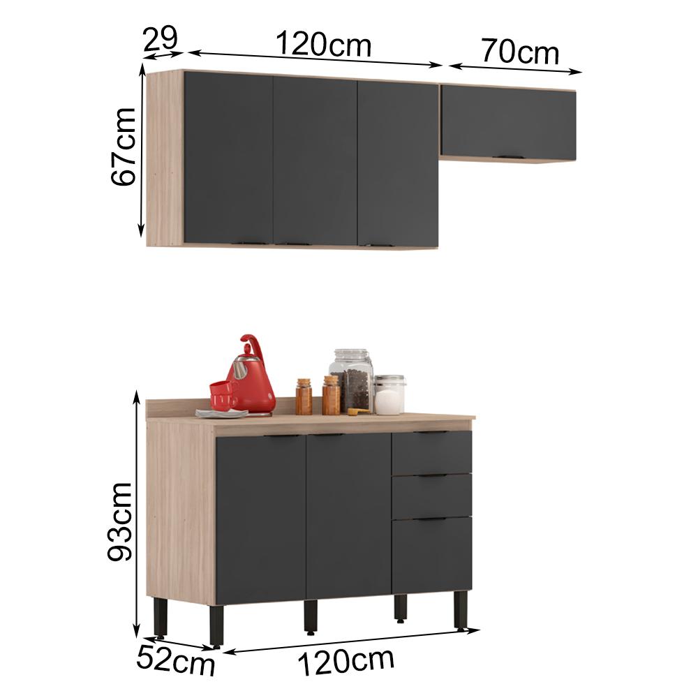 Cozinha Modulada 3 Peças FRCZ8 Avena Grafito Demobile