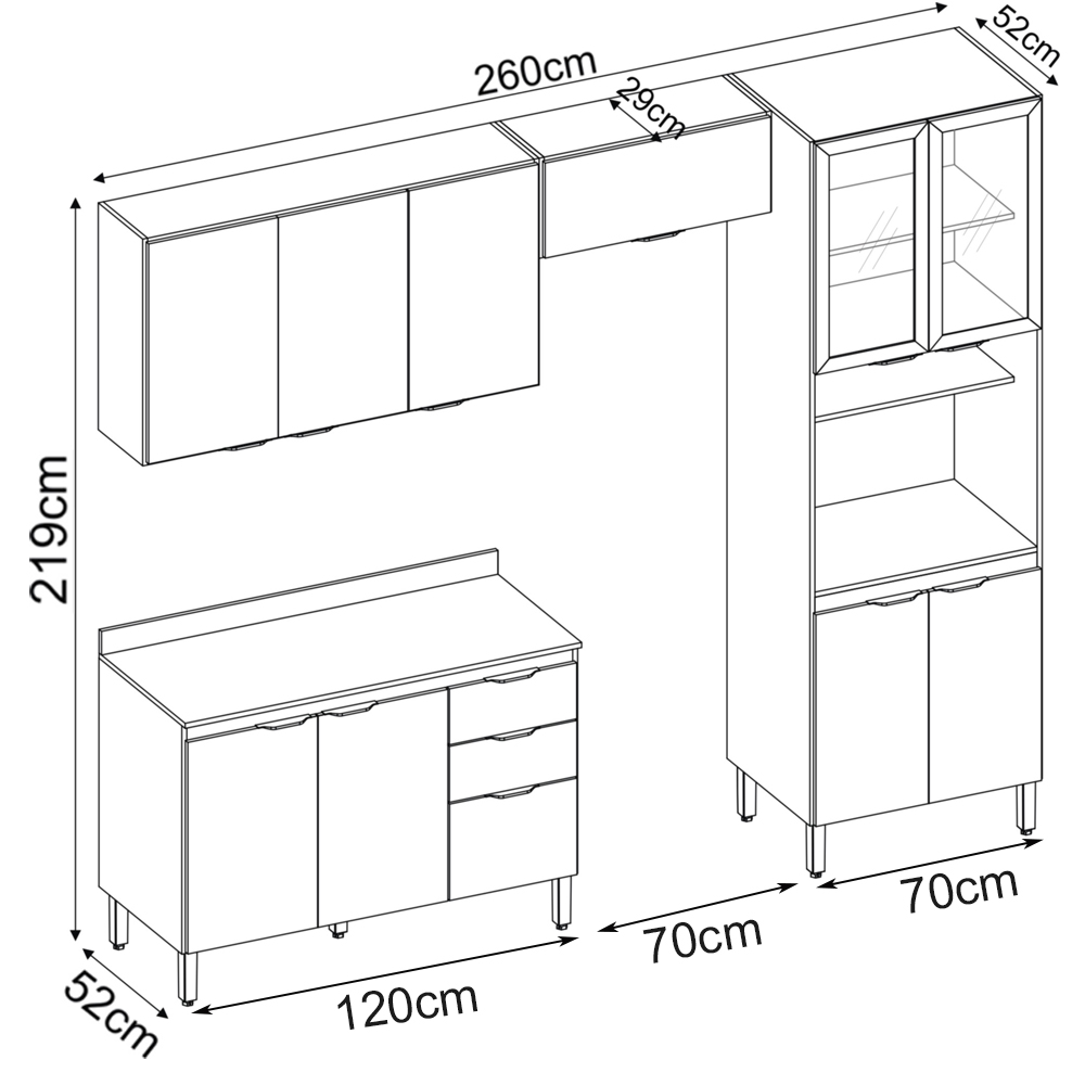 Cozinha Modulada 4 Peças FI0002 Amendola Branco Demobile