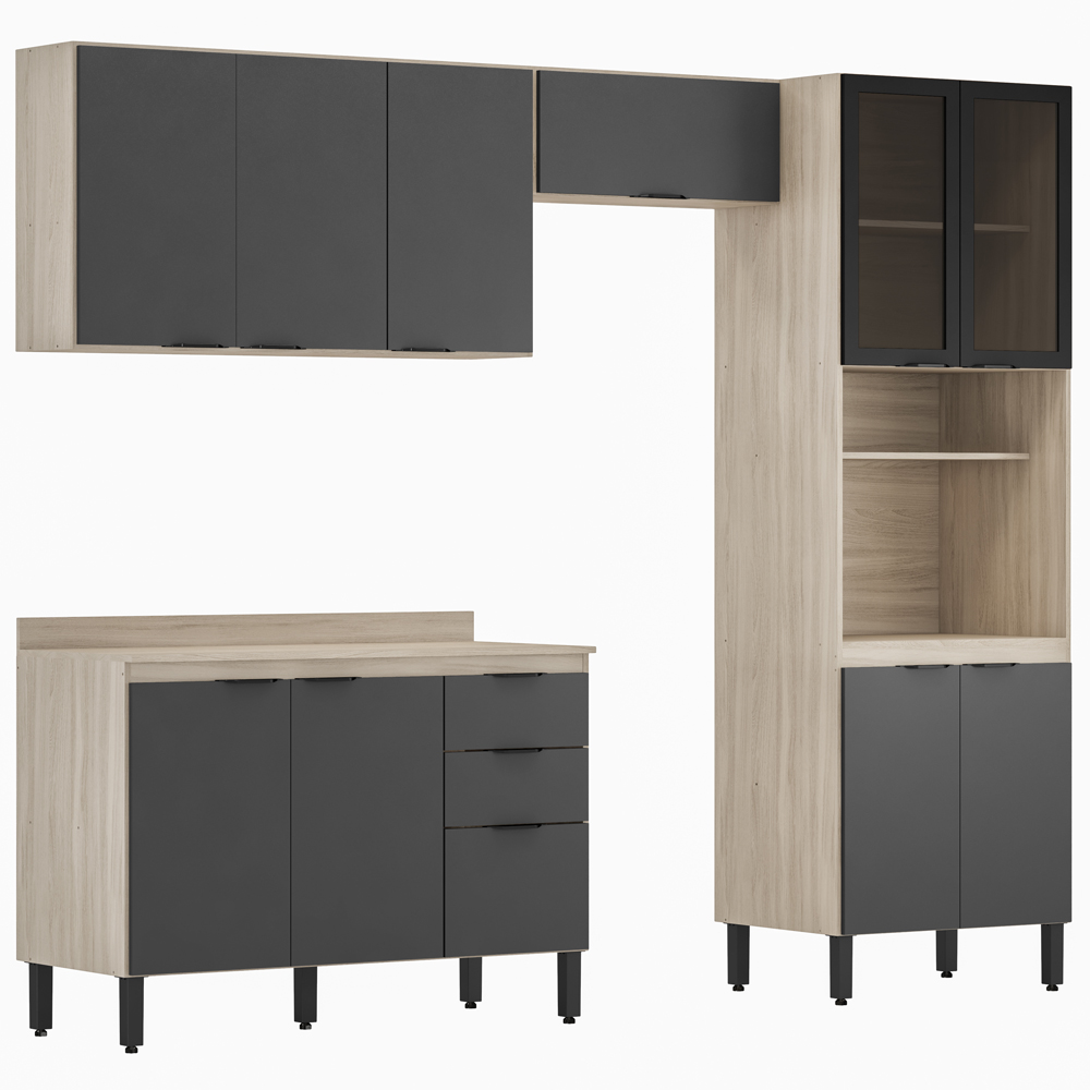 Cozinha Modulada 4 Peças FI0002 Avena Grafito Demobile