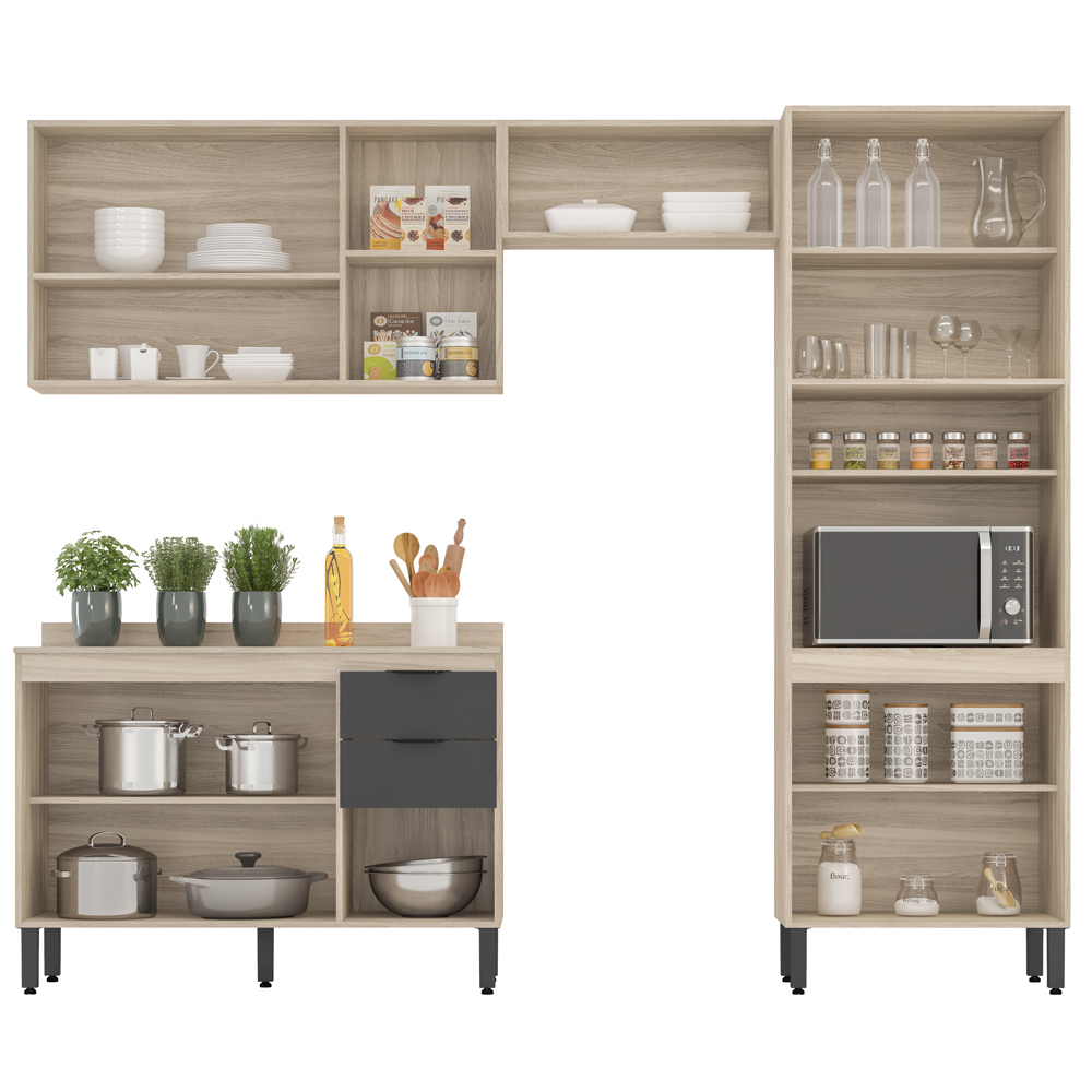 Cozinha Modulada 4 Peças FI0002 Avena Grafito Demobile