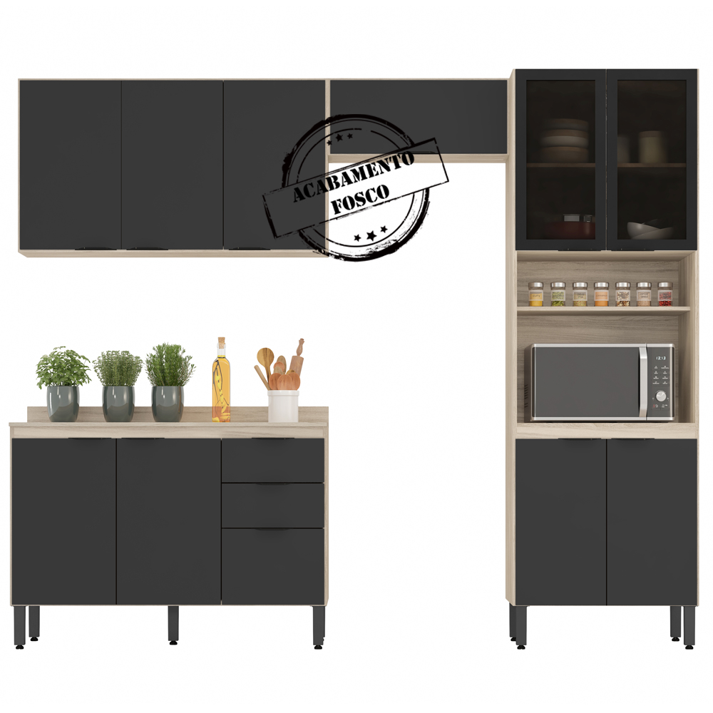 Cozinha Modulada 4 Peças FI0002 Avena Grafito Demobile