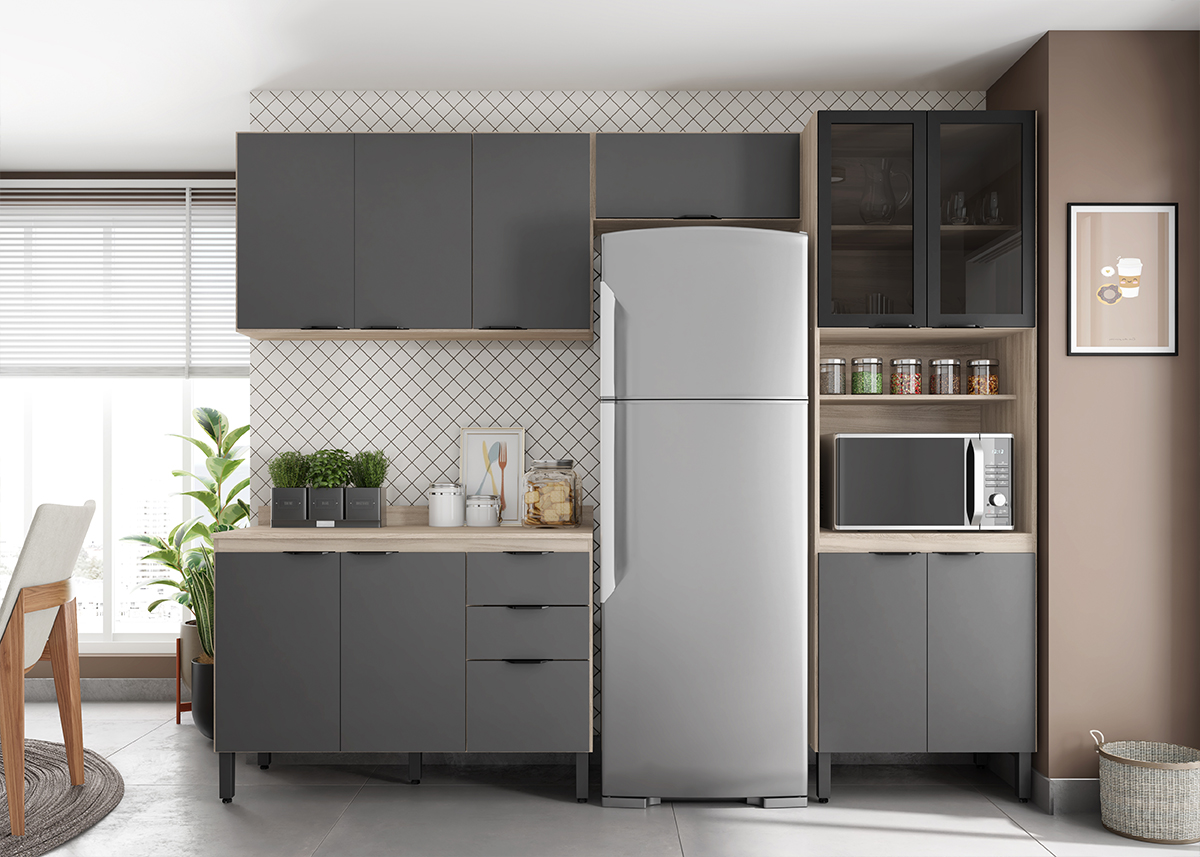 Cozinha Modulada 4 Peças FI0002 Avena Grafito Demobile